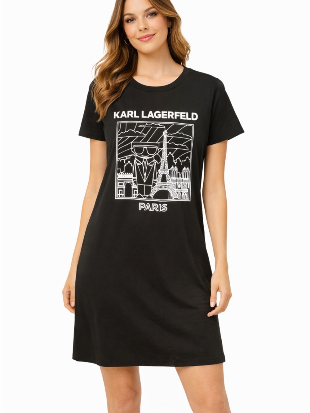 Karl Lagerfeld Black Graphic Paris Tee Dress
